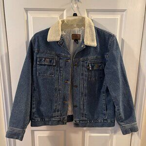 Vintage Ralph Lauren Sherpa Collar Denim Jacket ~ Med ~ Equestrian ~ Lauren Jean